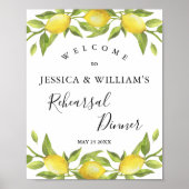 Lemon Blossom Greenery Rehearsal Dinner Sign Poster (Voorkant)