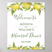 Lemon Blossom Greenery Rehearsal Dinner Sign Poster (Voorkant)