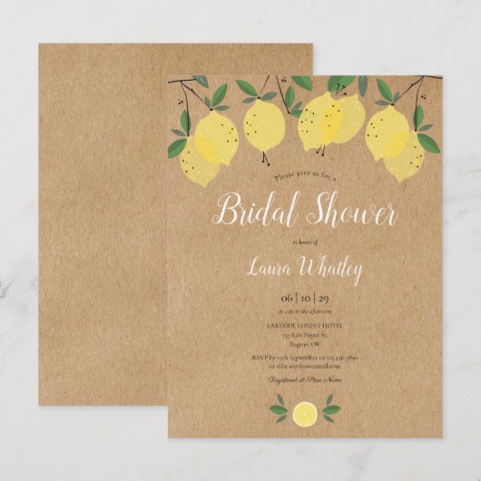 Lemon Blossom Greenery Waterverf Vrijgezellenfeest Aankondigingskaart (Voorkant / Achterkant)