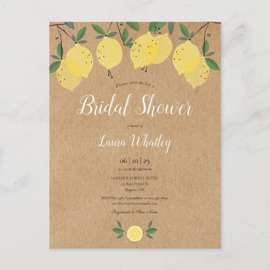 Lemon Blossom Greenery Waterverf Vrijgezellenfeest Aankondigingskaart (Voorkant)
