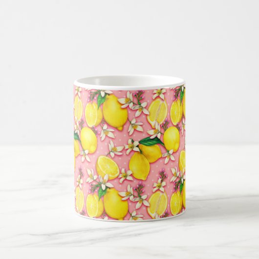 Lemon Blossom Pattern Pink Mok (Center)