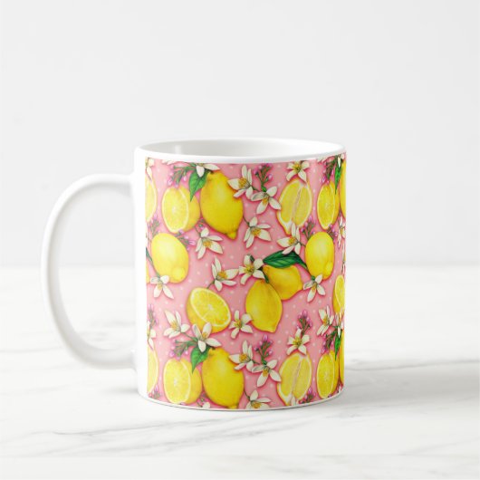 Lemon Blossom Pattern Pink Mok (Links)