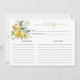 Lemon Blossom Watercolor Recipe Card Kaart