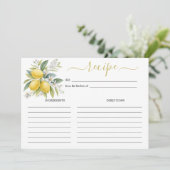 Lemon Blossom Watercolor Recipe Card Kaart (Staand voorkant)