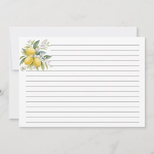Lemon Blossom Watercolor Recipe Card Kaart (Achterkant)