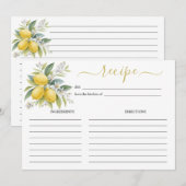 Lemon Blossom Watercolor Recipe Card Kaart (Voorkant / Achterkant)