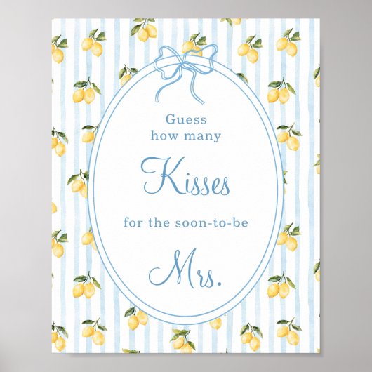 Lemon Blue Bow Italiaans Raad eens hoeveel kussen Poster (Voorkant)
