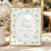 Lemon Blue Bow Italiaans Raad eens hoeveel kussen Poster