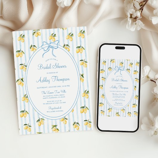 Lemon Blue Bow Italiaans Vrijgezellenfeest Kaart