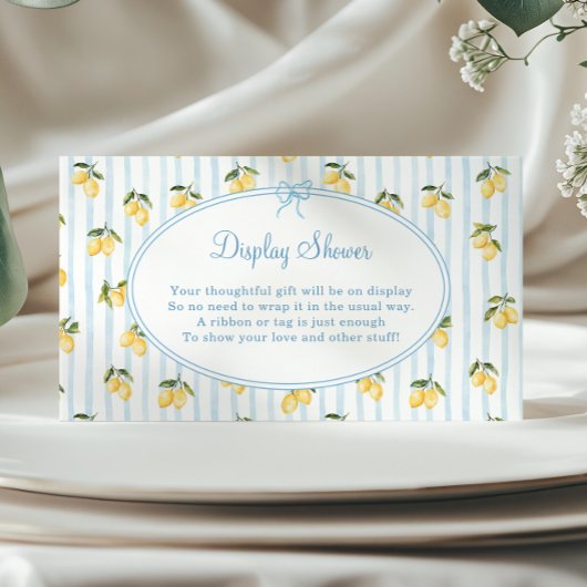 Lemon Blue Bow Italiaanse Display Shower Informatiekaartje