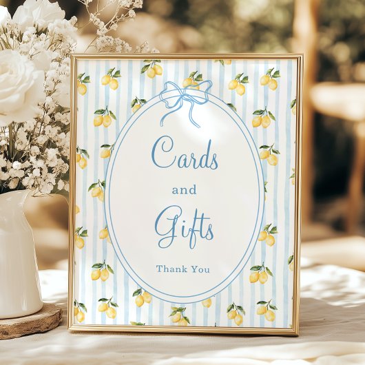 Lemon Blue Bow Italiaanse Kaarten en geschenken Poster