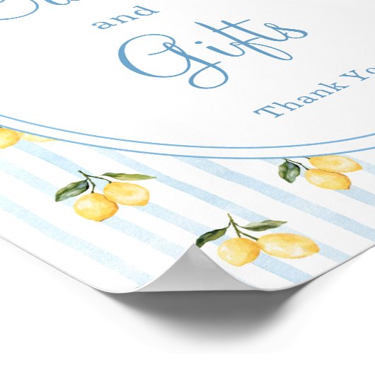 Lemon Blue Bow Italiaanse Kaarten en geschenken Poster (Hoek)