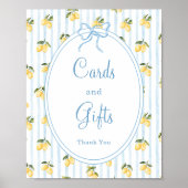 Lemon Blue Bow Italiaanse Kaarten en geschenken Poster (Voorkant)