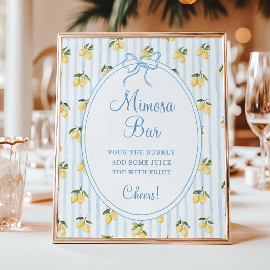 Lemon Blue Bow Italiaanse Mimosa Bar Poster