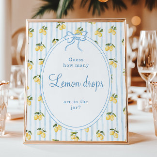 Lemon Blue Bow Italian Guess hoeveel citroen drupp Poster