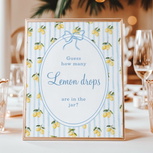 Lemon Blue Bow Italian Guess hoeveel citroen drupp Poster