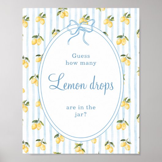 Lemon Blue Bow Italian Guess hoeveel citroen drupp Poster (Voorkant)