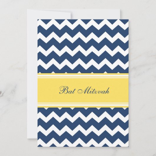 Lemon Blue Chevron Bat Mitzvah Kaart (Voorkant)