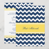 Lemon Blue Chevron Bat Mitzvah Kaart (Voorkant / Achterkant)