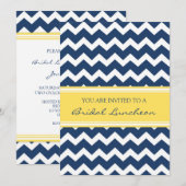 Lemon Blue Chevron Bridal Lunch Invitation Cards Kaart (Voorkant / Achterkant)