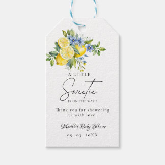 Lemon  Blue Citrus Fruit Summer Baby Shower Cadeaulabel