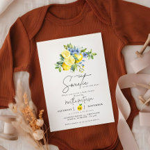 Lemon Blue Citrus Fruit Summer Baby shower