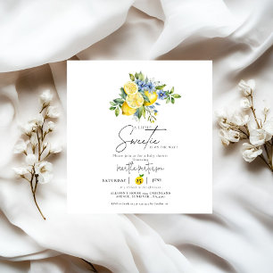 Lemon Blue Citrus Fruit Summer Baby shower Kaart