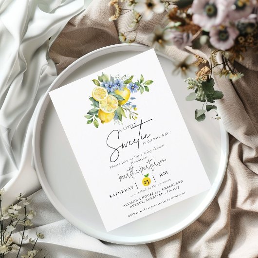 Lemon Blue Citrus Fruit Summer Baby shower Kaart