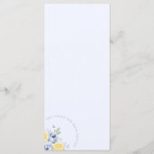 Lemon Blue Floral Bridal Shower Menu Card (Achterkant)