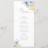Lemon Blue Floral Bridal Shower Menu Card (Voorkant)