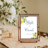 Lemon Blue Floral Citrus Bruids Gift & Kaart Sign Poster