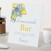 Lemon Blue Floral Citrus Lemonad Bar Sign Reclamebord Met Voetstuk (Insitu)