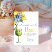 Lemon Blue Floral Citrus Lemonad Bar Sign Reclamebord Met Voetstuk