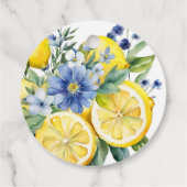 Lemon Blue Floral Citrus Vrijgezellenfeest Bedankjes Labels (Achterkant)