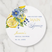 Lemon Blue Floral Citrus Vrijgezellenfeest Bedankjes Labels (Voorkant)