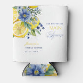 Lemon Blue Floral Citrus Vrijgezellenfeest Blikjeskoeler (Voorkant)