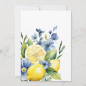 Lemon Blue Floral Citrus Vrijgezellenfeest Kaart (Achterkant)