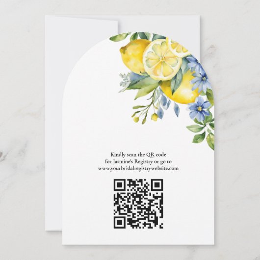 Lemon Blue Floral Citrus Vrijgezellenfeest Kaart (Achterkant)