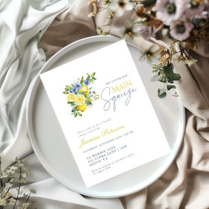 Lemon Blue Floral Citrus Vrijgezellenfeest Kaart