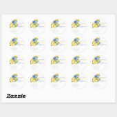 Lemon Blue Floral Citrus Vrijgezellenfeest Ronde Sticker (Vel)