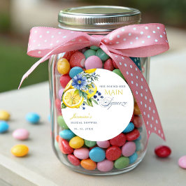 Lemon Blue Floral Citrus Vrijgezellenfeest Ronde Sticker