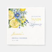 Lemon Blue Floral Citrus Vrijgezellenfeest Servet (Voorkant)