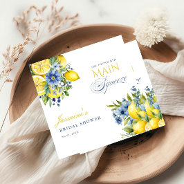 Lemon Blue Floral Citrus Vrijgezellenfeest Servet