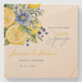Lemon Blue Floral Citrus Vrijgezellenfeest Stenen Onderzetter (Voorkant)