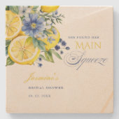 Lemon Blue Floral Citrus Vrijgezellenfeest Stenen Onderzetter (Voorkant)