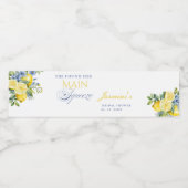Lemon Blue Floral Citrus Vrijgezellenfeest Waterfles Etiket (Enkel label)