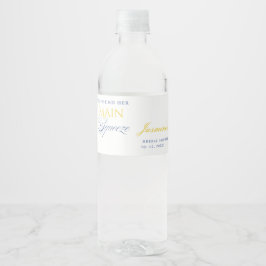 Lemon Blue Floral Citrus Vrijgezellenfeest Waterfles Etiket