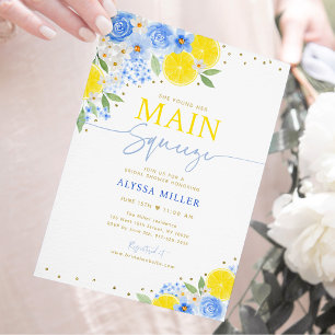 Lemon Blue Floral Main Squeeze Vrijgezellenfeest Kaart