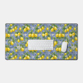 Lemon Blue French Country Watercolor Tile Bureaumat (Keyboard & Muis)