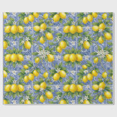 Lemon Blue French Country Watercolor Tile Cadeaupapier (Vlak)